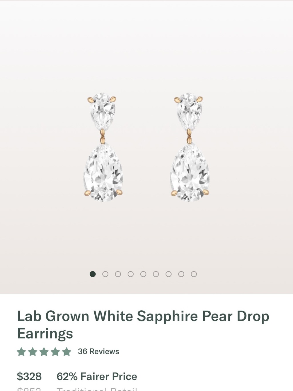 Aurate White Sapphire Pear Drop Earrings with Gold Accents